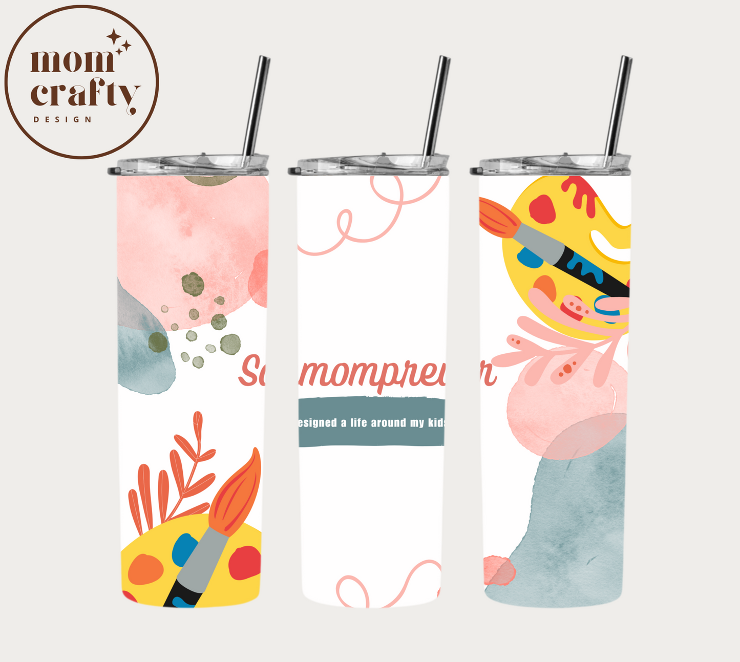 Personalized Bright Playful colors SAH Mom Tumbler